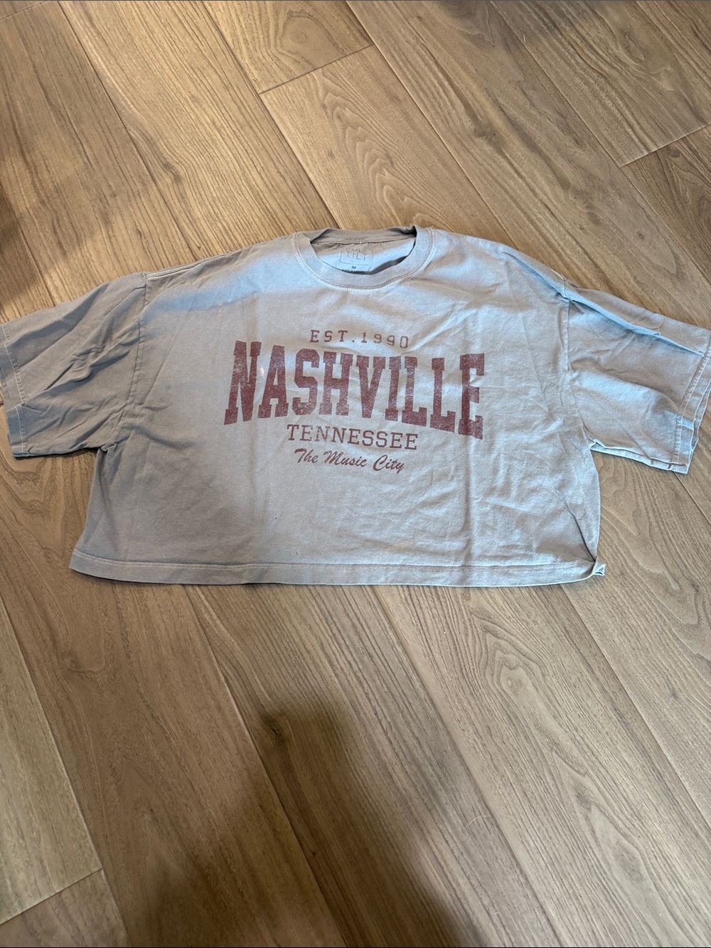 TILT Nashville Tennessee Graphic Tee - Light Gray with Dusty Red Print